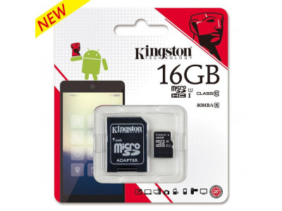 Flash Card Kingston MicroSDHC Card 16GB Class10
